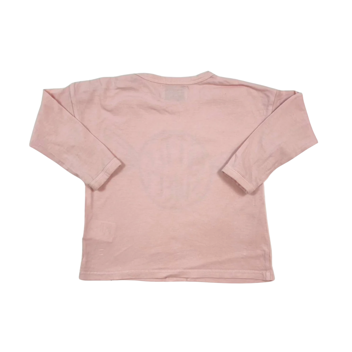 Pre-loved Bobo Choses "Bitter Sweet" long sleeve t-shirt in pink, made from 100% organic cotton. 