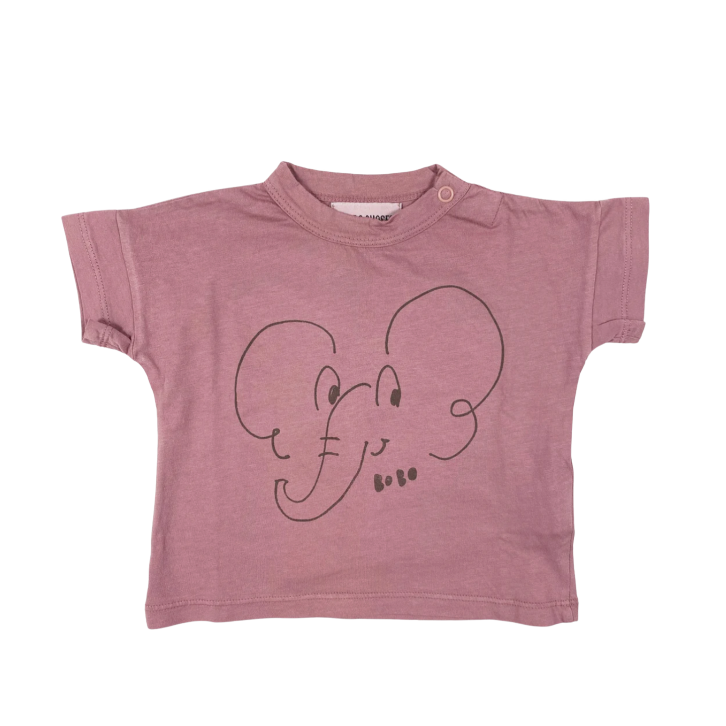 Bobo Choses Elephant t-shirt in purple, with short sleeves, made from 100% organic cotton.