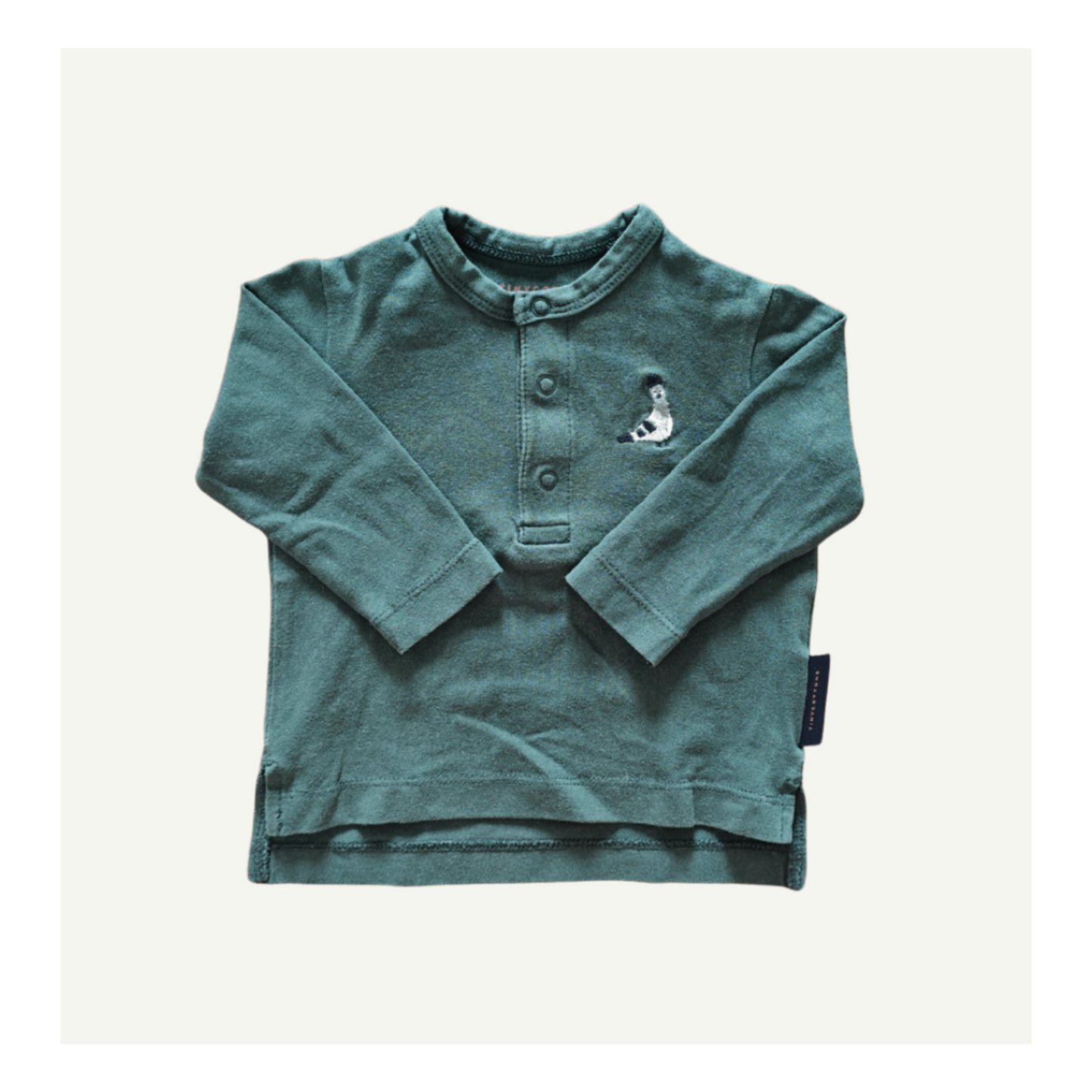 TINYCOTTONS PIGEON TSHIRT FOREST GREEN SIZE 0-3M