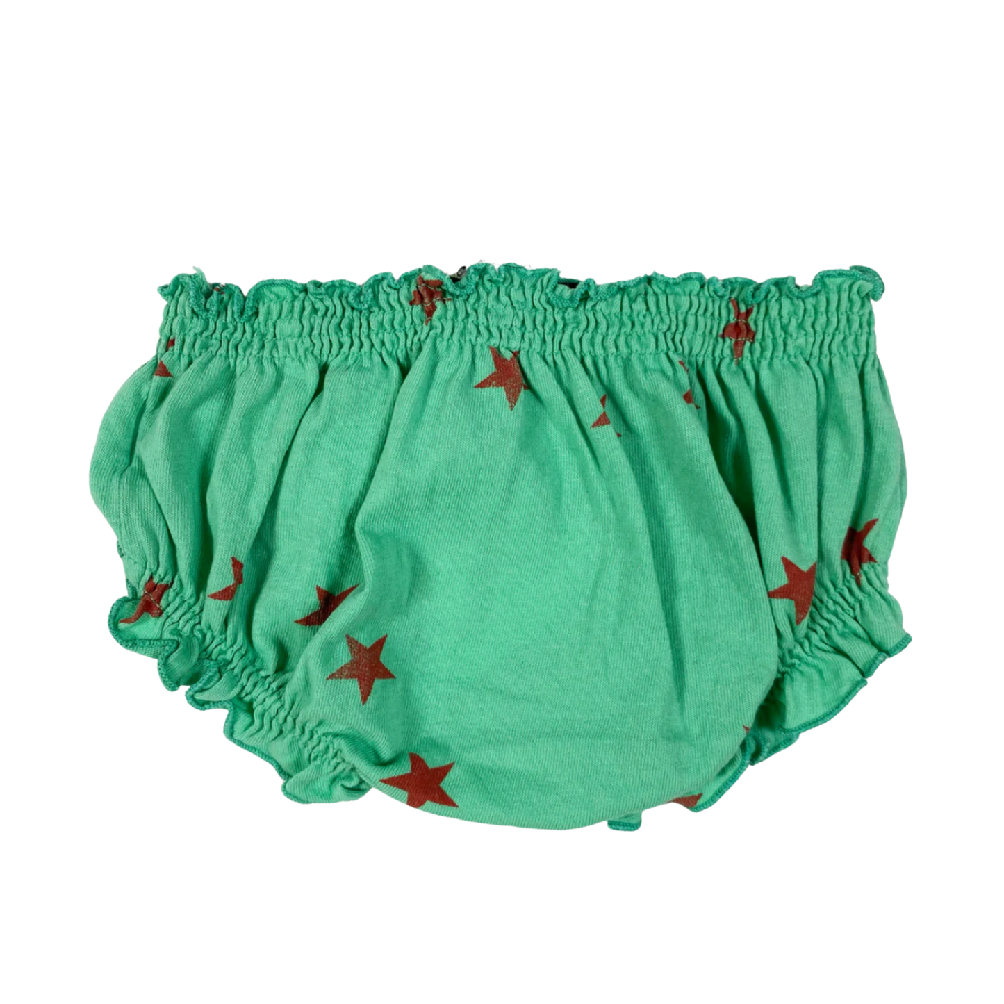 The Animals Observatory unused green bloomer with red stars print, made from 100% cotton. 