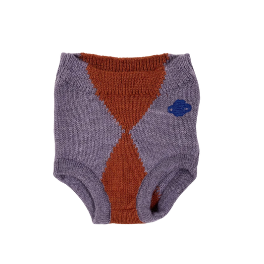 BOBO CHOSES Bloomer en maille mauve & rouge