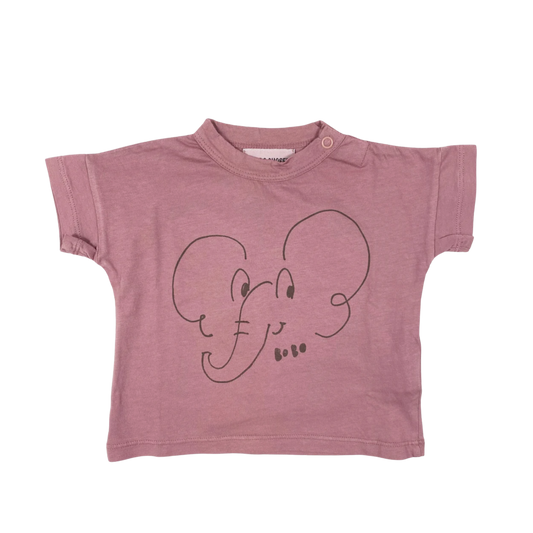Bobo Choses Elephant t-shirt in purple, with short sleeves, made from 100% organic cotton.