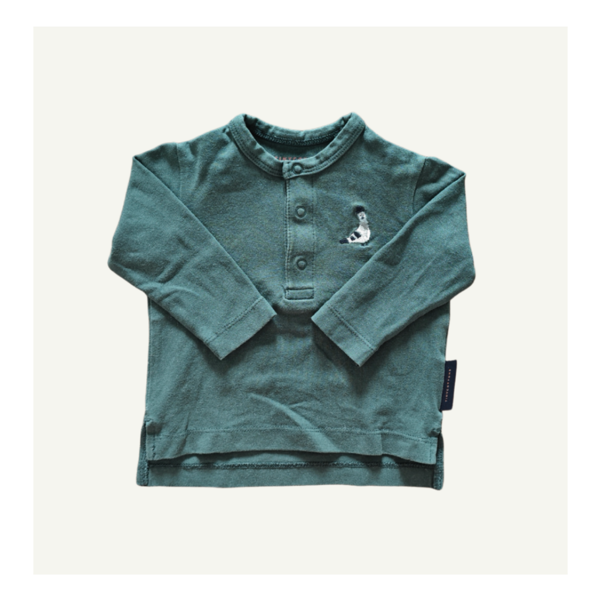 TINYCOTTONS PIGEON TSHIRT FOREST GREEN SIZE 0-3M